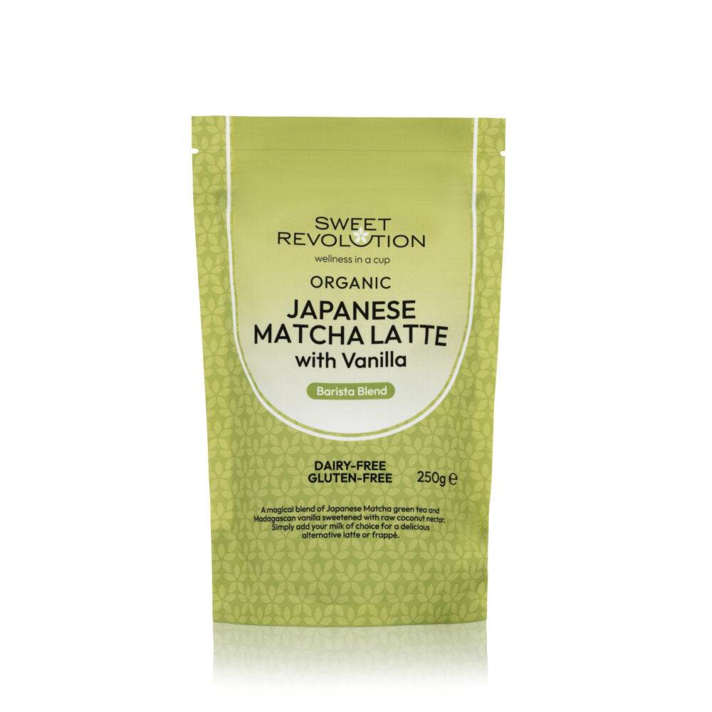 organic matcha latte with vanilla - rajado coffee
