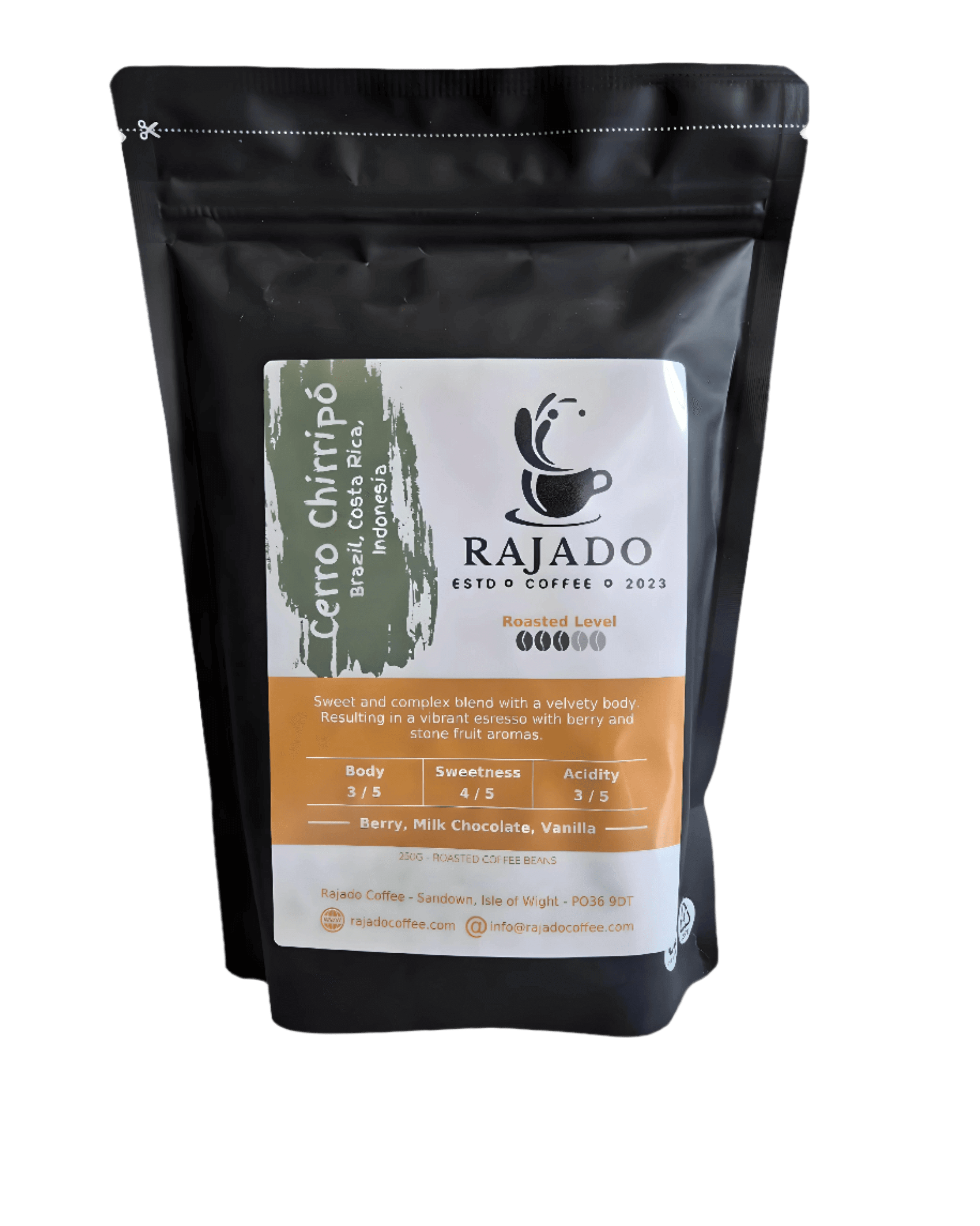 Coffee Blend & Biscuit Break pack featuring Cerro Chiripo coffee with tasting notes of berry and milk chocolate.