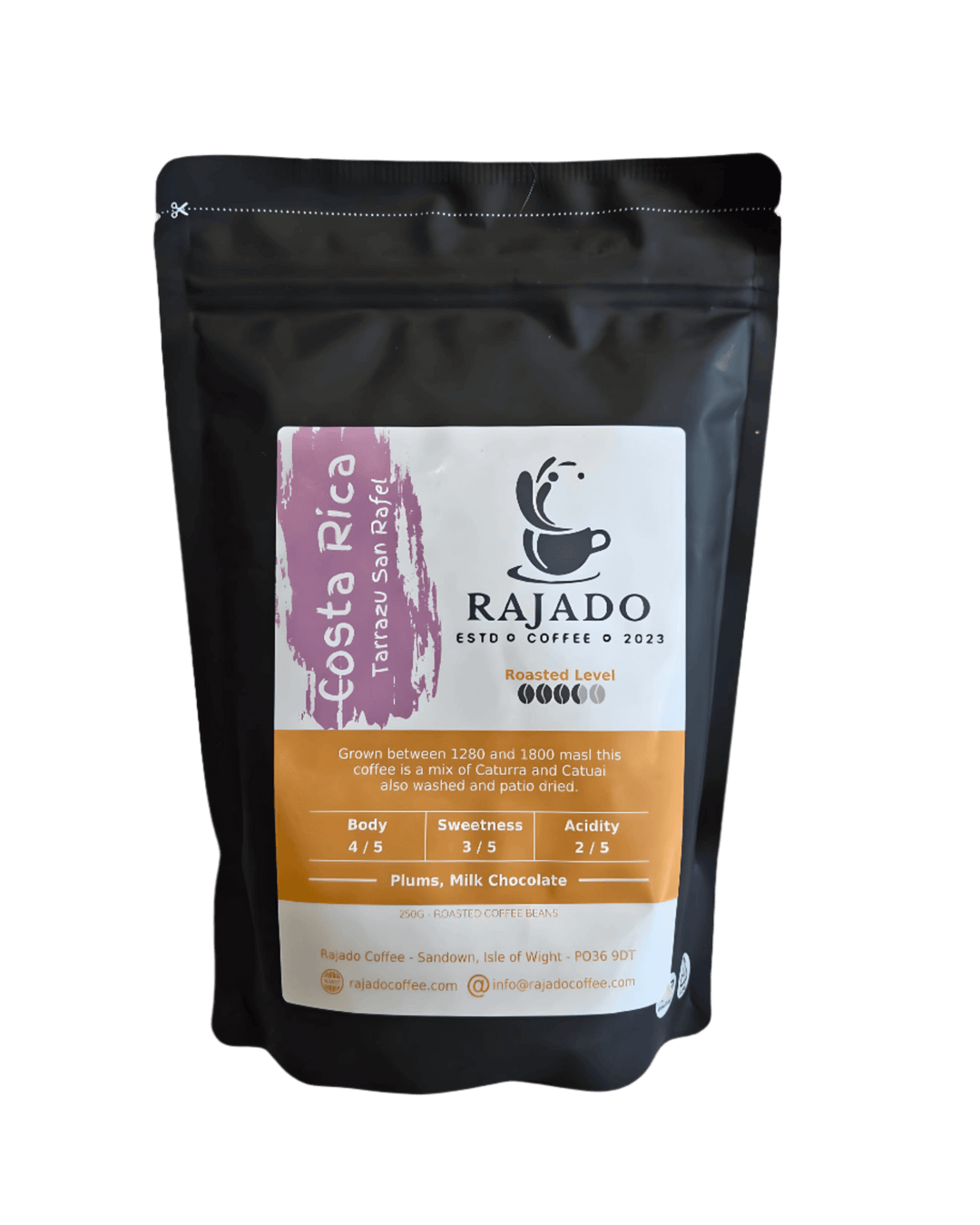 Single Origin Coffee Blend & Biscuit Break featuring Rajado Costa Rica coffee pouch.