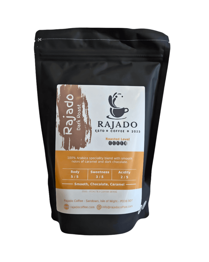 Coffee Blend & Biscuit Break pack featuring Rajado dark roast coffee with notes of caramel and dark chocolate.