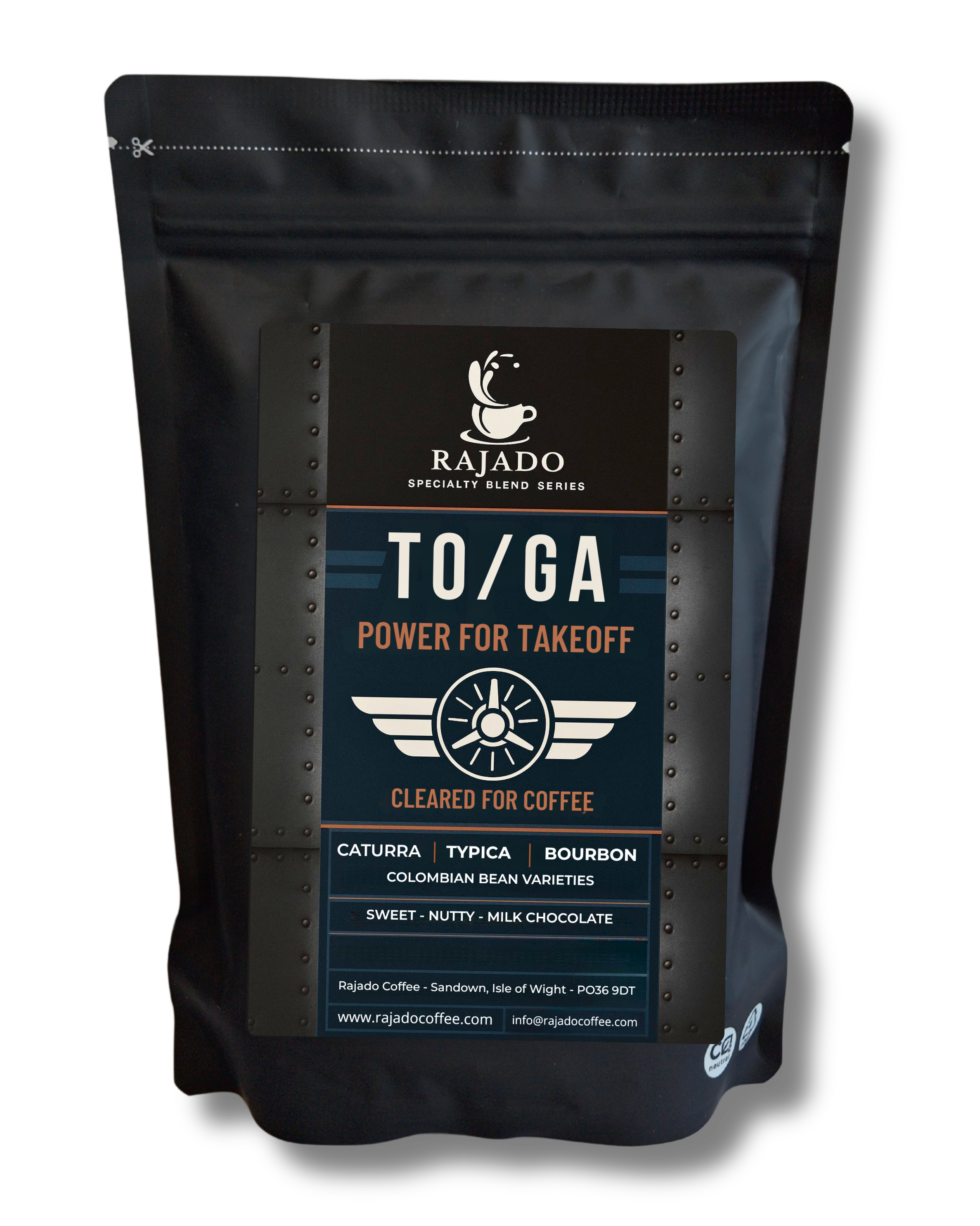 TO/GA Power for Takeoff coffee blend featuring Colombian beans, an exceptional aviation blend for coffee enthusiasts.